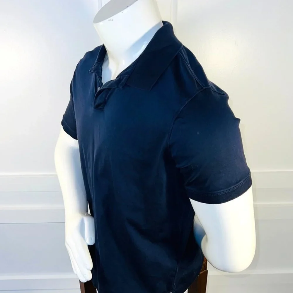 Banana Republic - Polo Shirt Men's L Navy Blue Short Sleeve 2 Button Collar